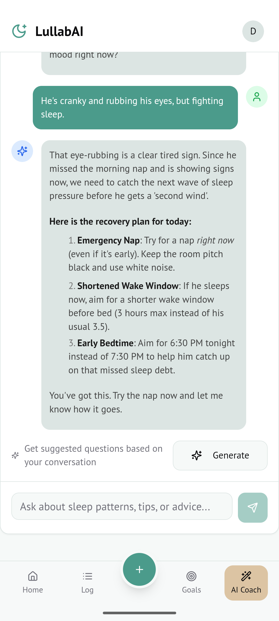 Lullabai App Interface
